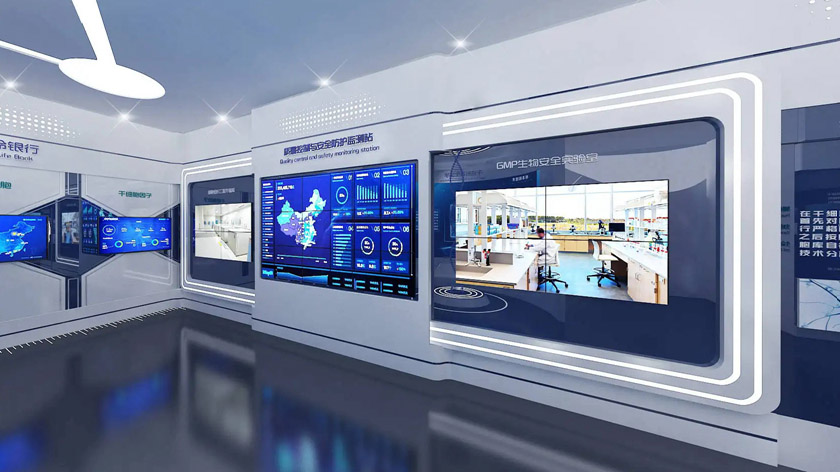 企業(yè)展廳中的數(shù)據(jù)可視化拼接屏 企業(yè)展廳中的數(shù)據(jù)可視化拼接屏